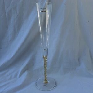 Elegant Neiman Marcus Clear Champagne Flute with Gold Spiral Accents on Stem